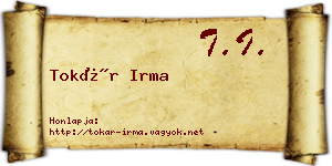 Tokár Irma névjegykártya