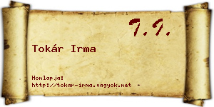 Tokár Irma névjegykártya